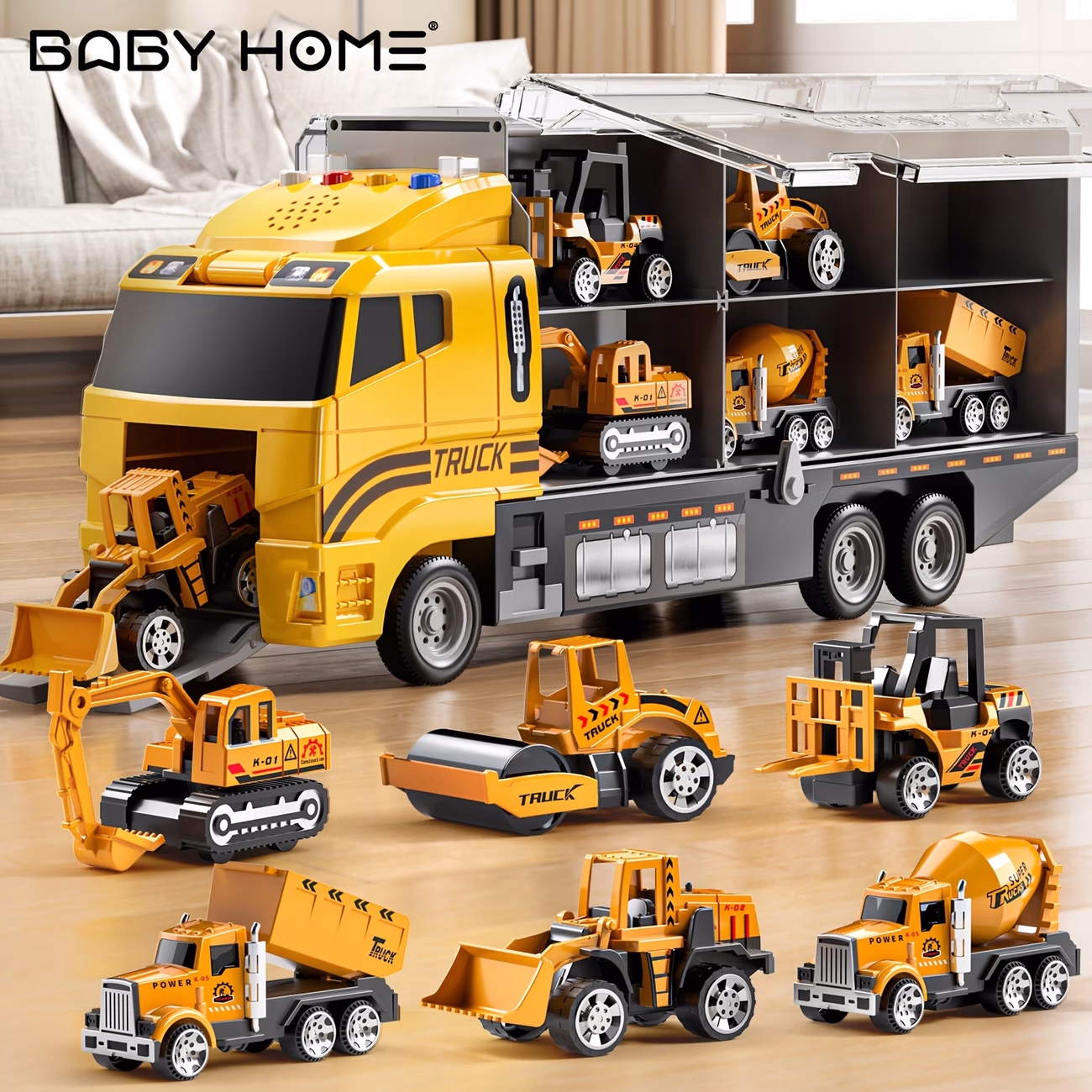 BABY HOME Die-cast Construction Toys Car Carrier Vehicle Toy Set