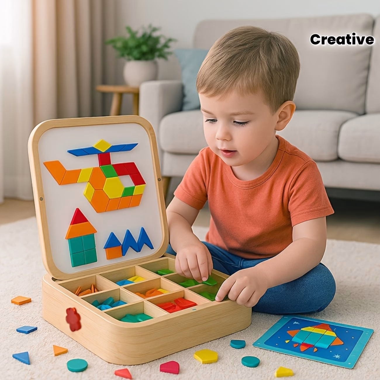 288pcs of Wooden Tangram Puzzle for Children