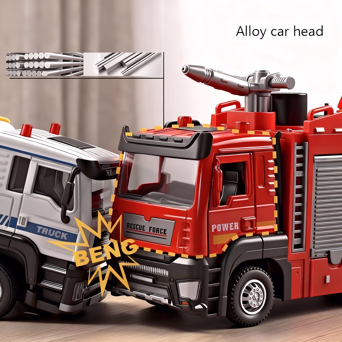 Multifunctional Red Alloy Fire Truck Toy