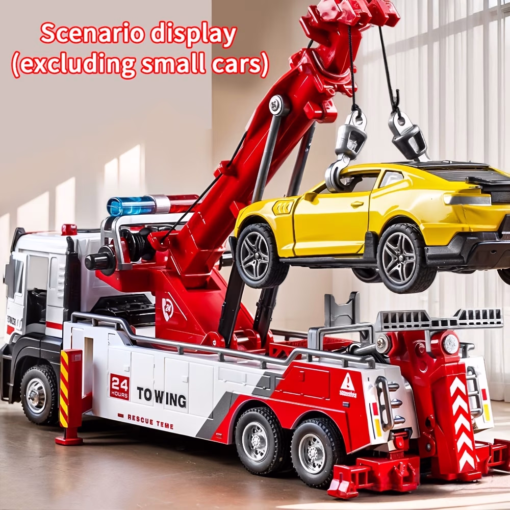 A Multifunctional Double-Hook Tow Truck Model Toy