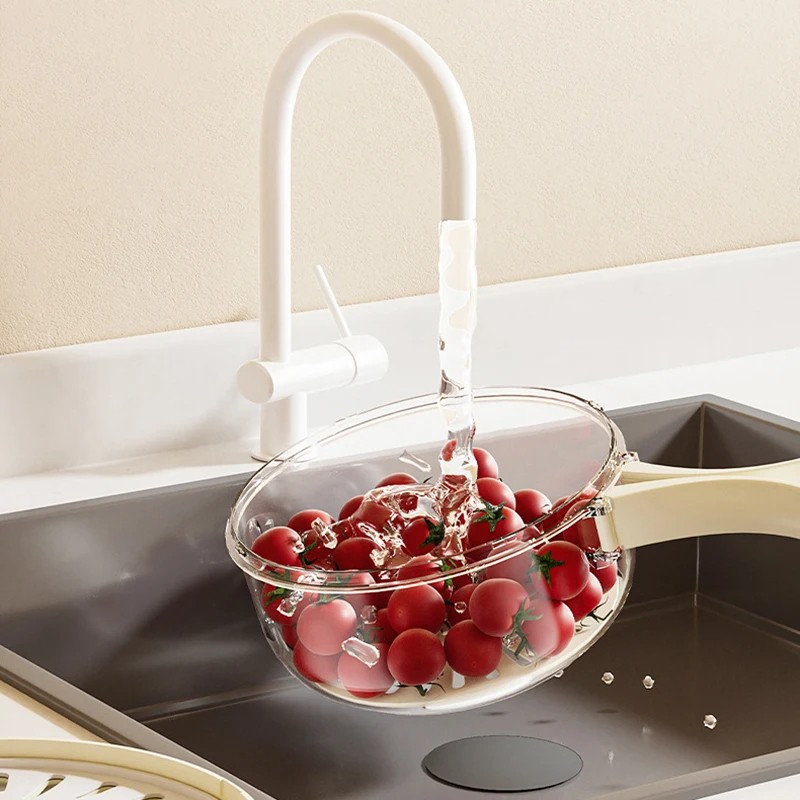 Fruit Drain Basket With Lid Vegetable Washing Bowl