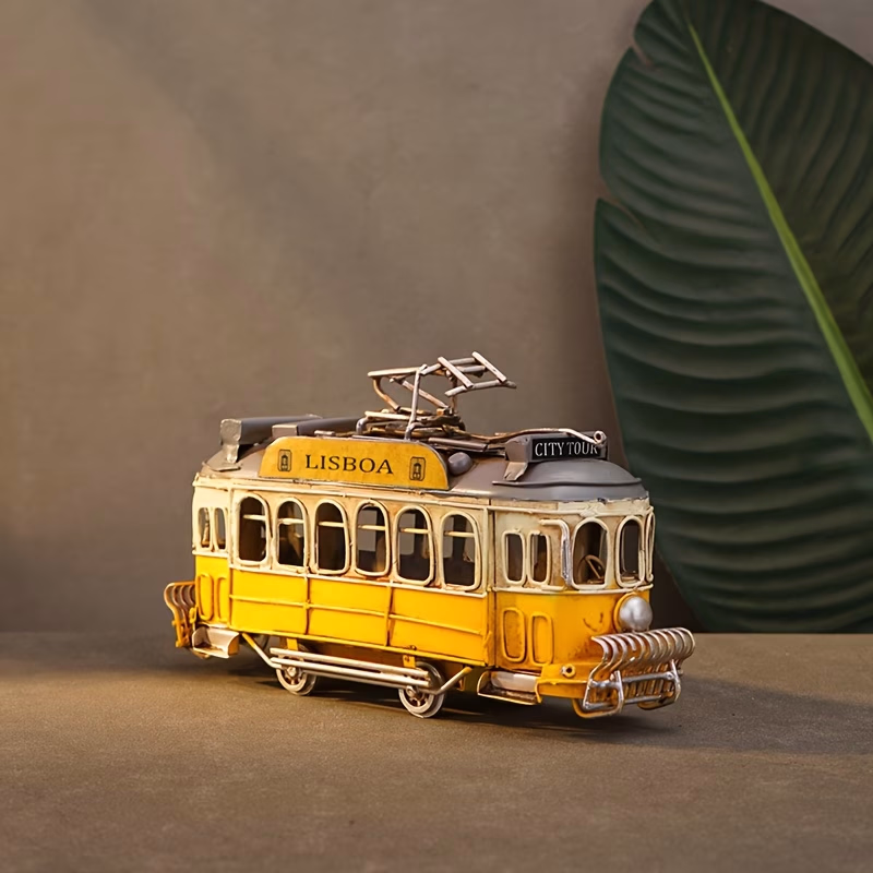 Wrought Iron Tram Model Statue Ornament