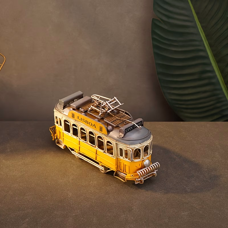 Wrought Iron Tram Model Statue Ornament