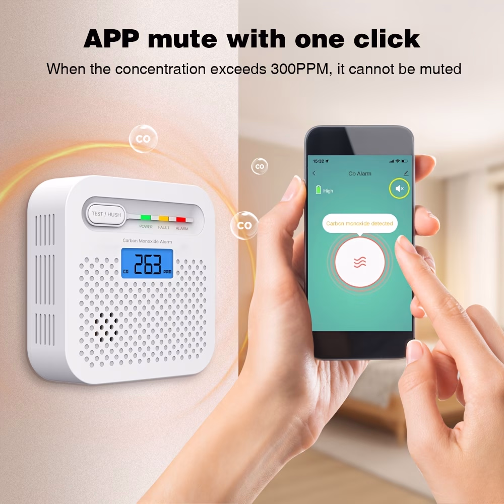 10-Year Smart Carbon Monoxide Alarm with TUYA Remote Monitoring