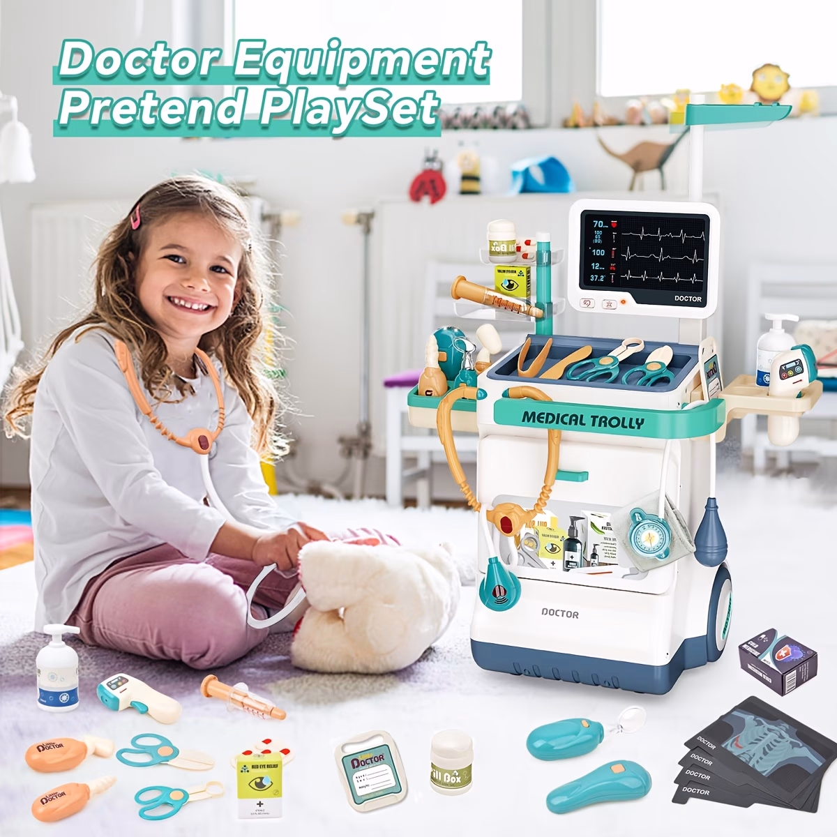 Kids Electric ECG Doctor Toy with Light & ECG Monitor