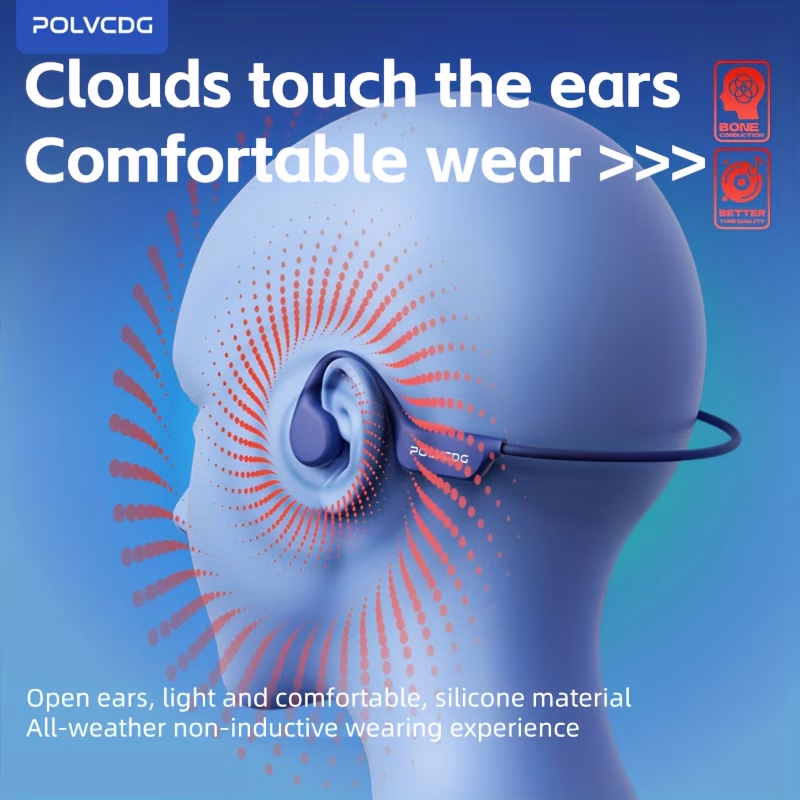 POLVCDG X7 Wireless Bone Conduction Headphones | 10-Hour Long Endurance