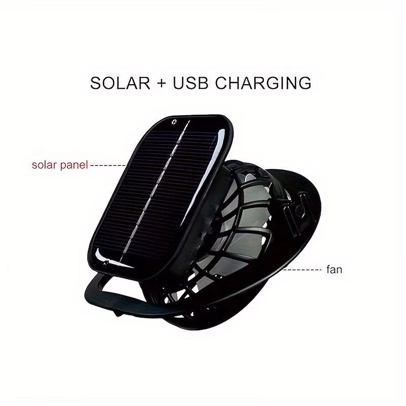 Solar-Powered Fan Sun Hat - Rechargeable with USB Port,