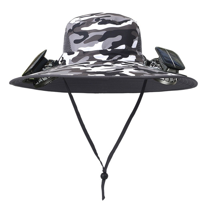 Solar-Powered Fan Sun Hat - Rechargeable with USB Port,