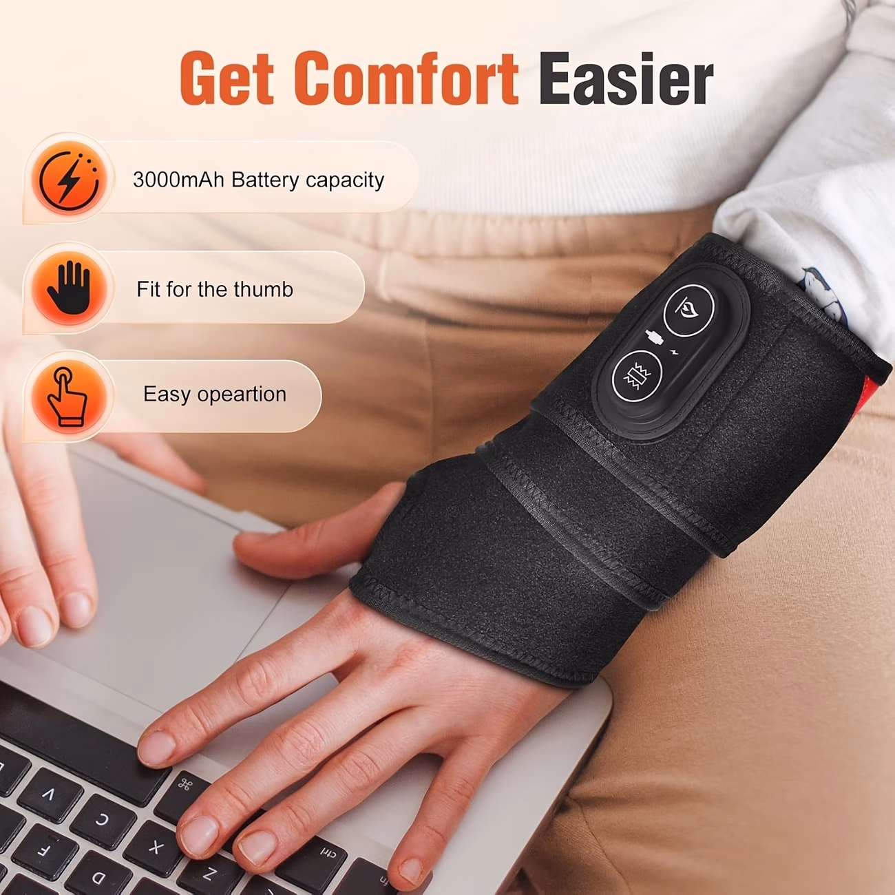 Wrist Heating Pad with 3 Heated Hand Wrap Supports