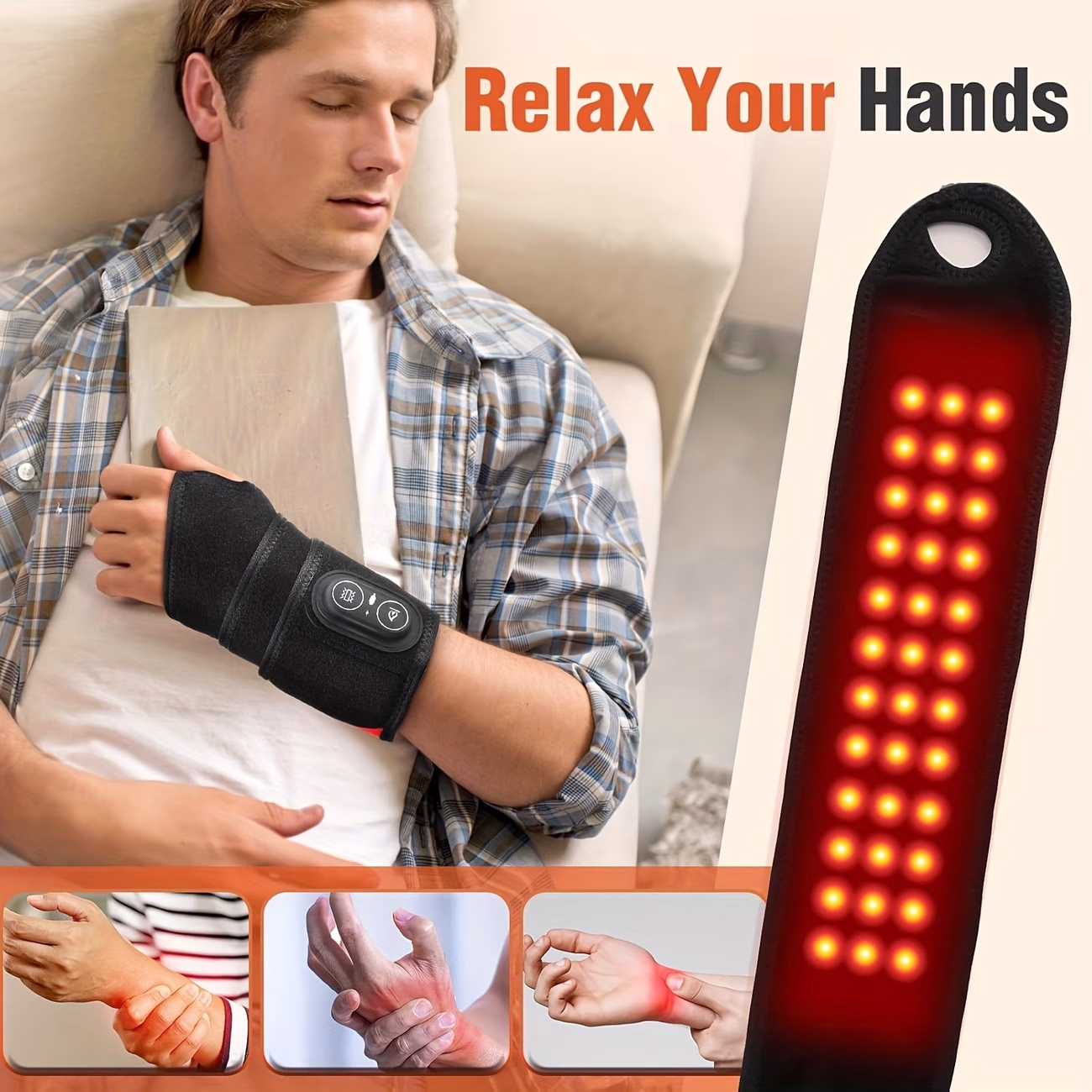 Wrist Heating Pad with 3 Heated Hand Wrap Supports