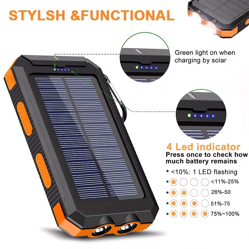 10000mAh Solar Power Bank | External Backup Battery Power Pack