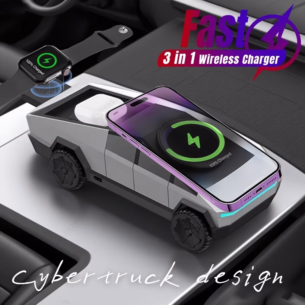 3 In 1 Fast Charging Station Wireless Charger Stand Pad 90 ° Rotation Desktop Mobile Phone Holder