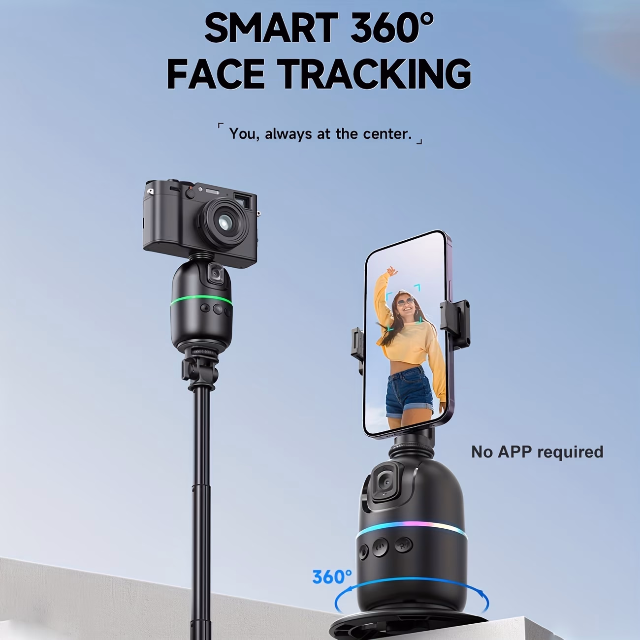 360-Degree AI Face Tracking Gimbal with Gesture Control