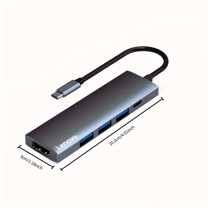 USB-C Hub, (5-in-1) Hub, 3 USB-A Data Ports
