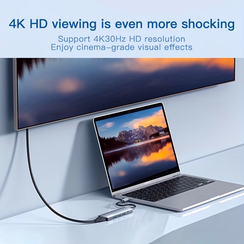 USB-C Hub, (5-in-1) Hub, 3 USB-A Data Ports