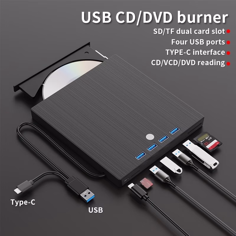 External Optical Drive, 8-in-1 USB 3.0 Ultra Slim Portable