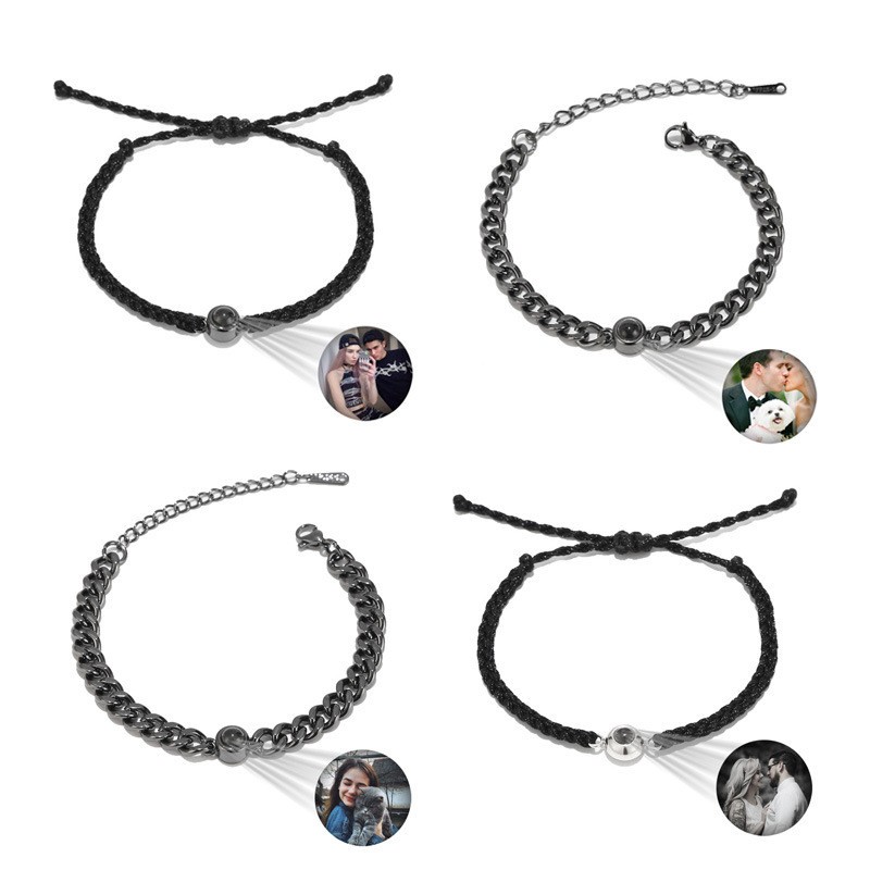 Round Brand Personalized Color Photo Projection Bracelet