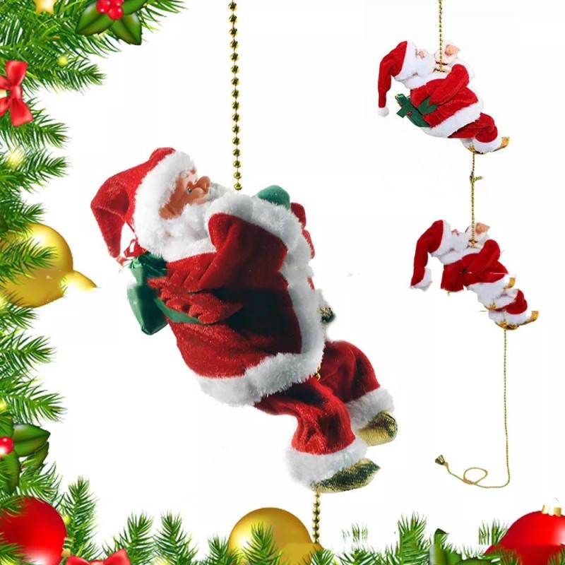 Santa Claus Musical Climbing Rope Christmas Electric Toy with Music Climbing up and Down