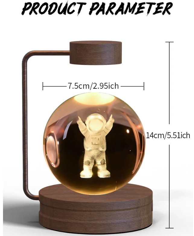 Crystal Ball Cosmic Dinosaur Indoor Night Light USB Power Warm Bedside Light Birthday Gift Night Lamp
