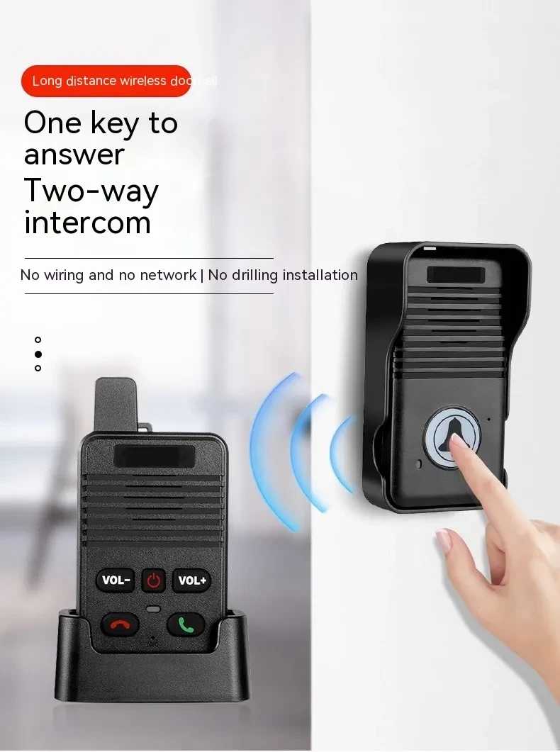 Wireless Doorbell, Intercom Doorbells Hands-Free, Waterproof Full Duplex Door Bell Two Way communication for Home Office 1000ft Range Doorbell Chime