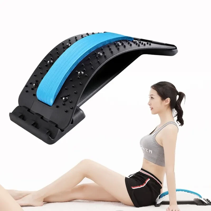 Adjustable Back Stretcher Massager: Lumbar & Cervical Spine Support for Fitness & Pain Relief