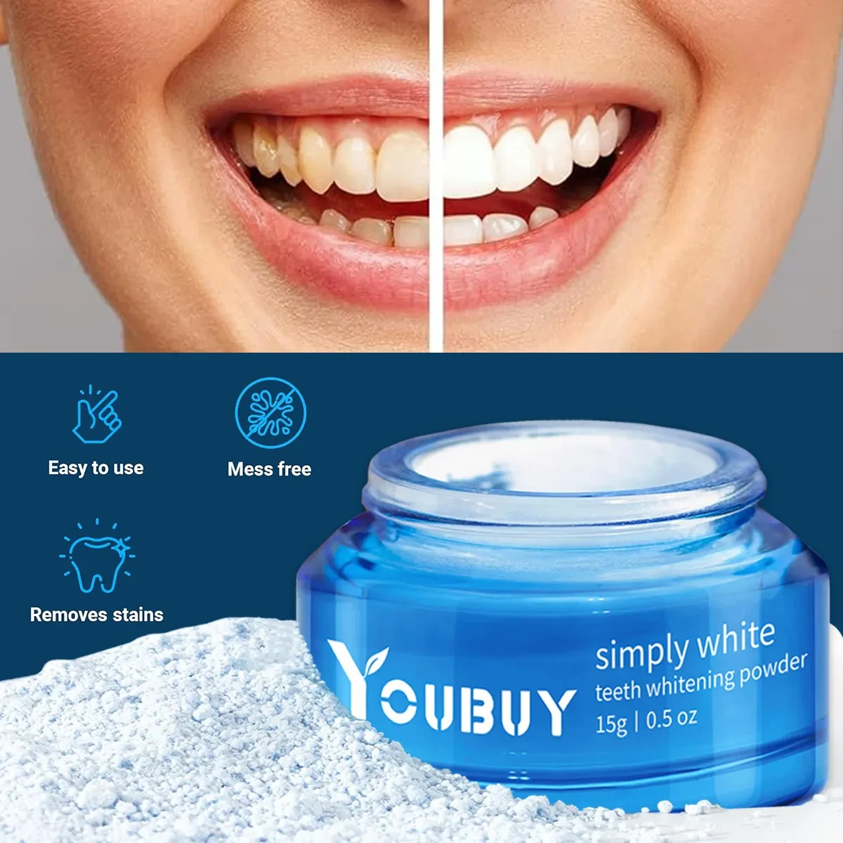 Teeth Whitening Powder Instant Whitening and Stain Removal
