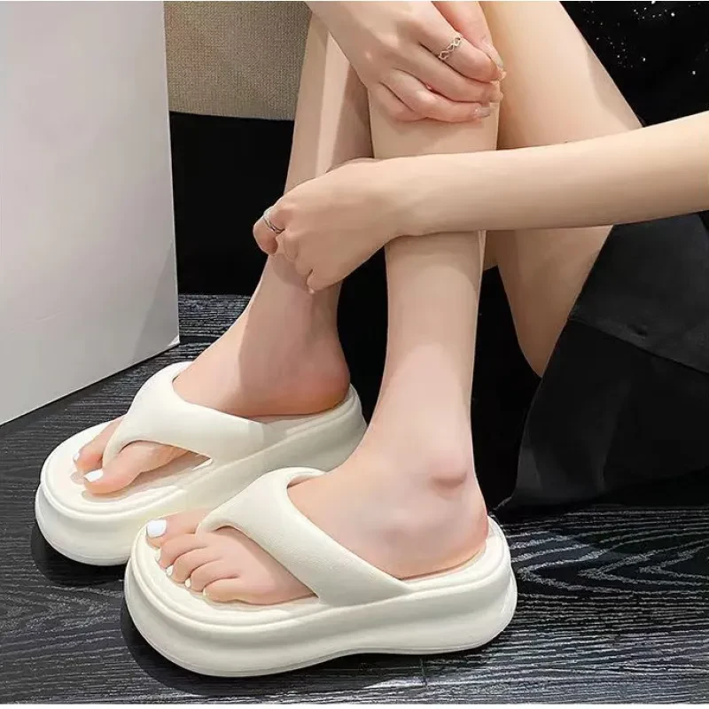 Leather Chunky Platform Flip Flops