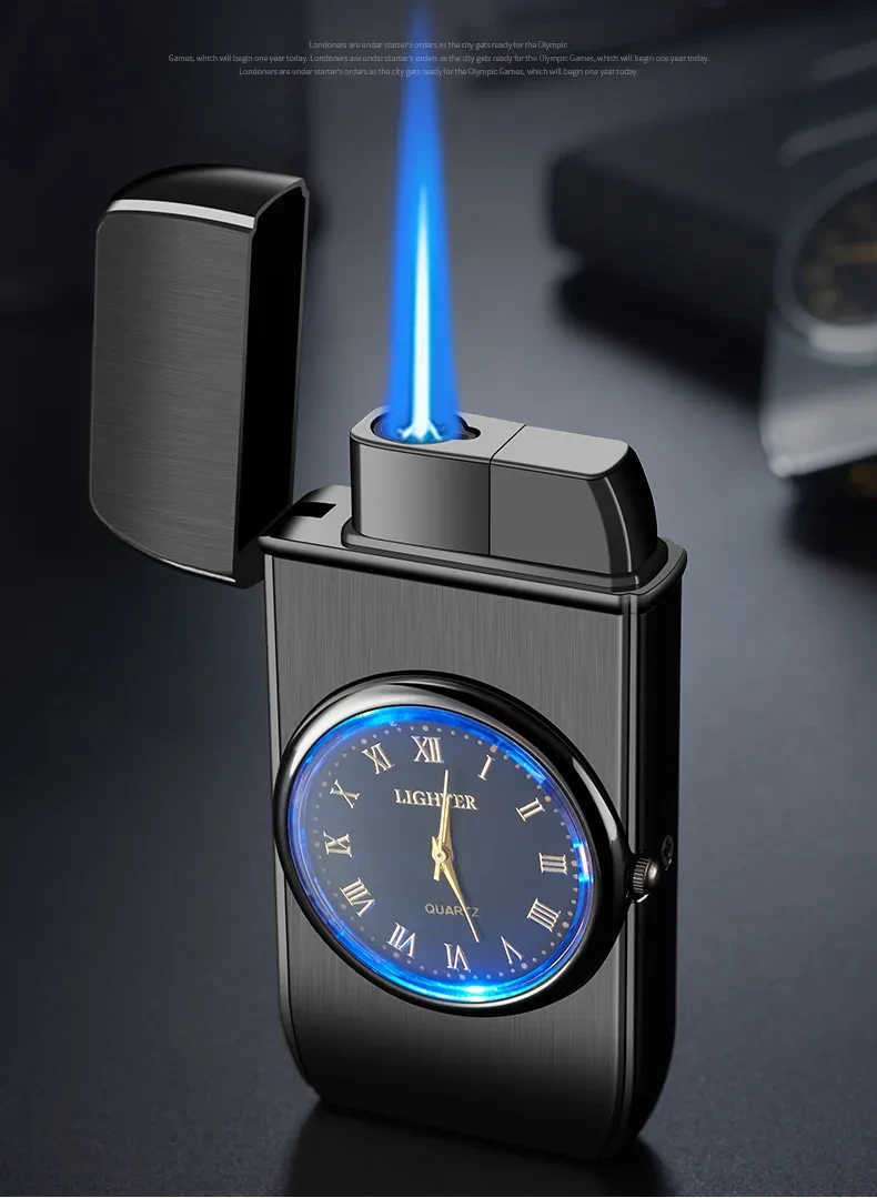 Personalized Creative Multifunctional Electronic Watch Cigarette Lighter-in-one Body Multi-purpose LED Flashing Lamp Gift Lighter