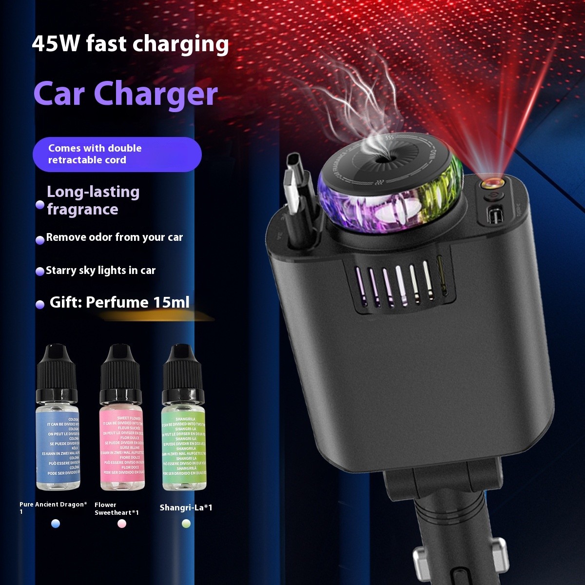 Starlight Retractable Car USB Charger