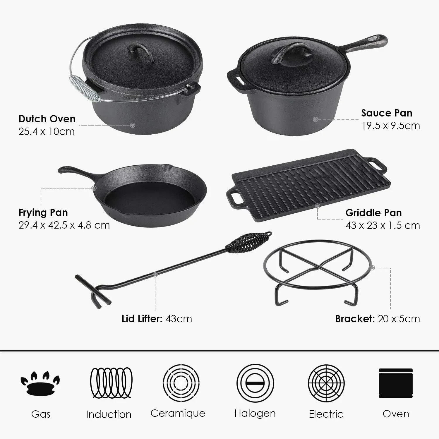 Cast Iron Oven Camping Cooker Set