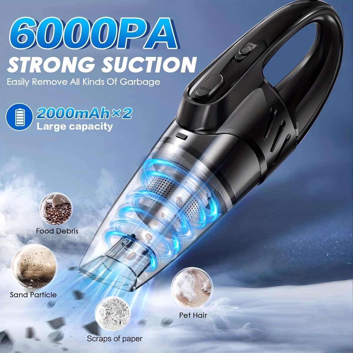 Car Vacuum Cleaner, 6000PA