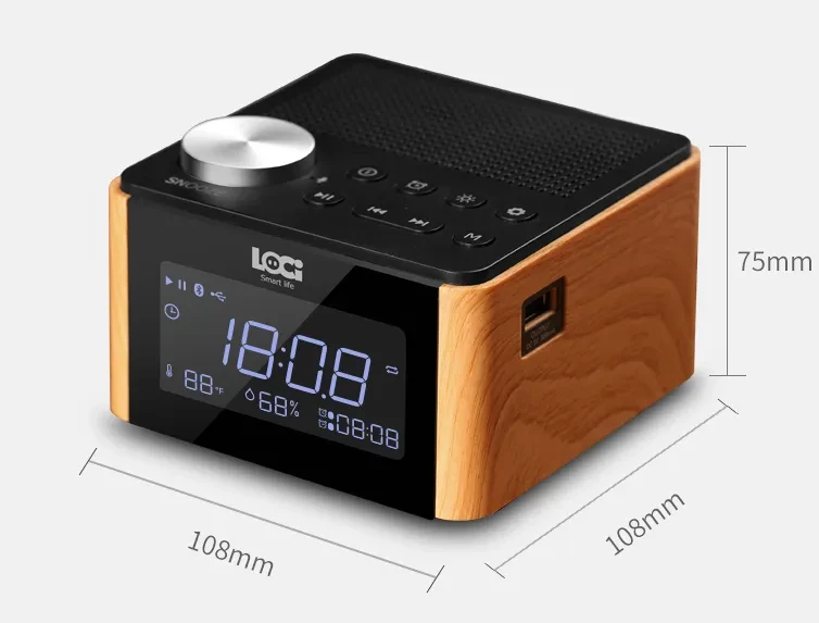 Plug-in Bluetooth Home Hotel Bedside Bedroom Alarm Clock Subwoofer Mini Speaker