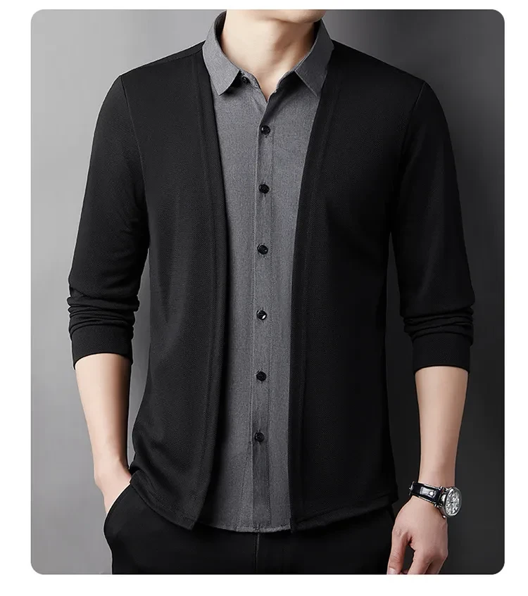 🔥Men's fake two-piece shirt collar knitted cardigan! 👔