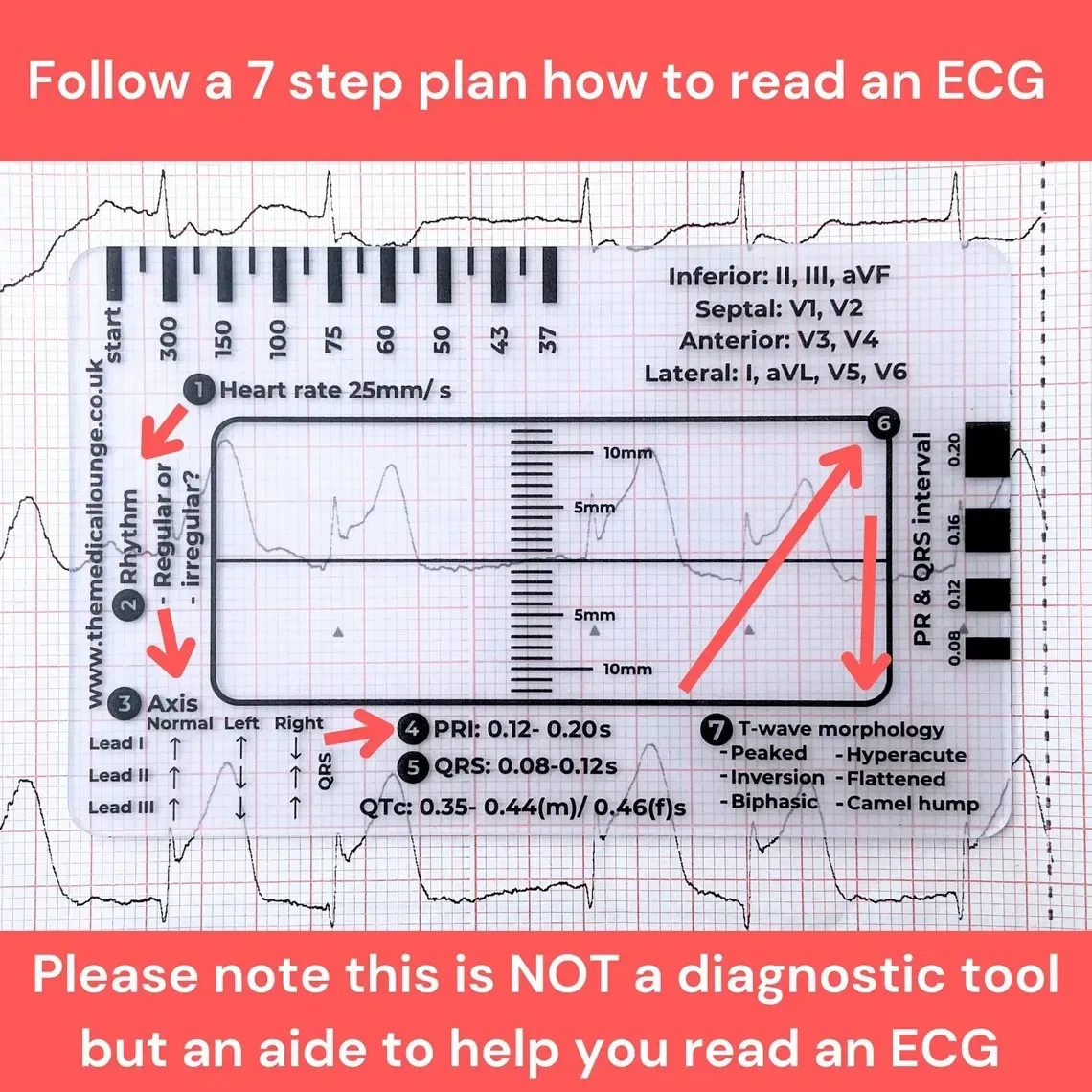 ECG Ruler Plastic Measuring Tool