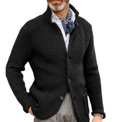 Men's Casual Stand Collar Knit Blazer