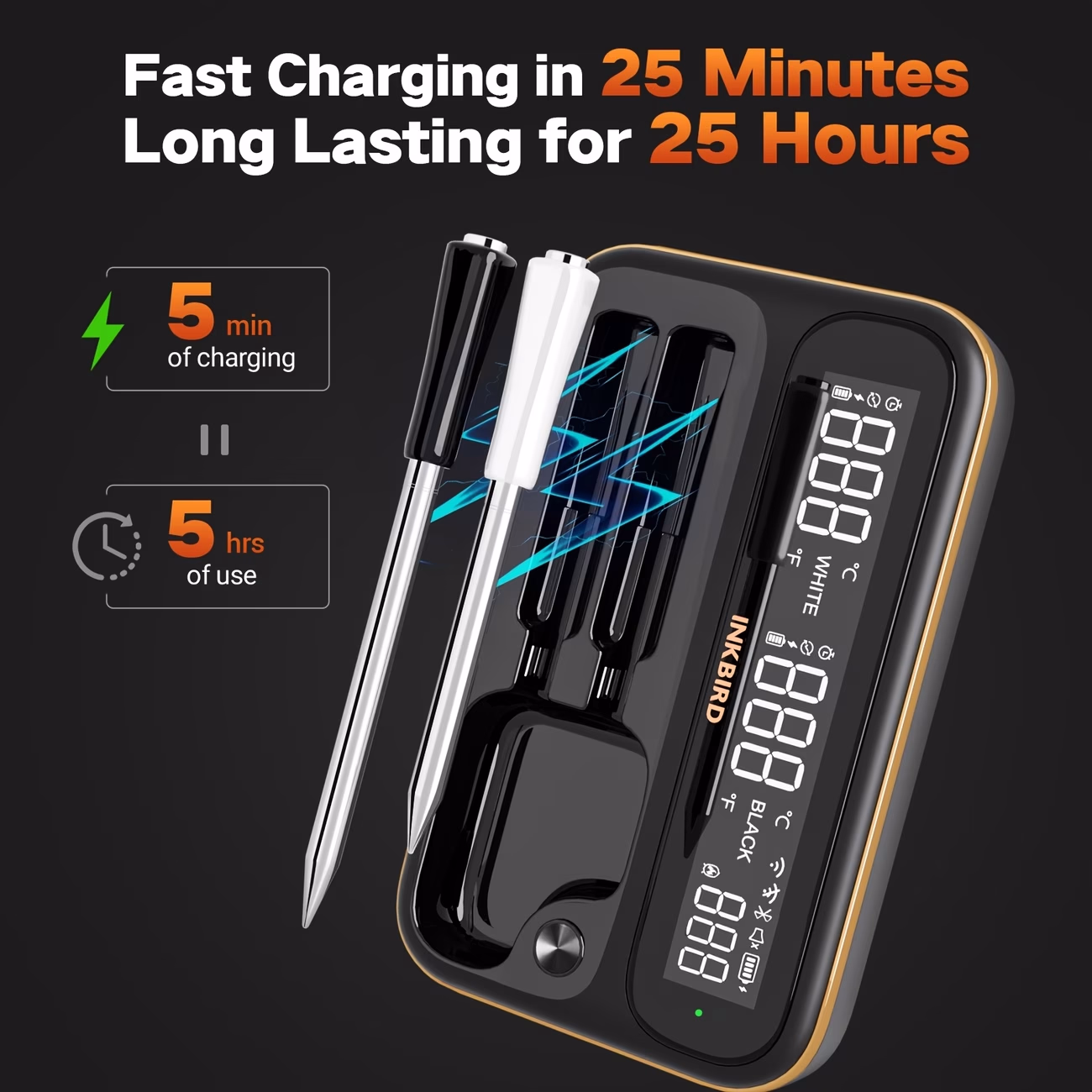 Wireless Cooking Meat Thermometer INT-12-BW