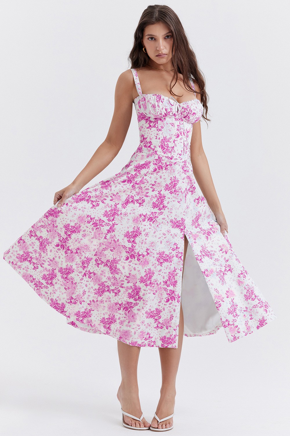 Floral Bustier Midriff Waist Shaper Dress