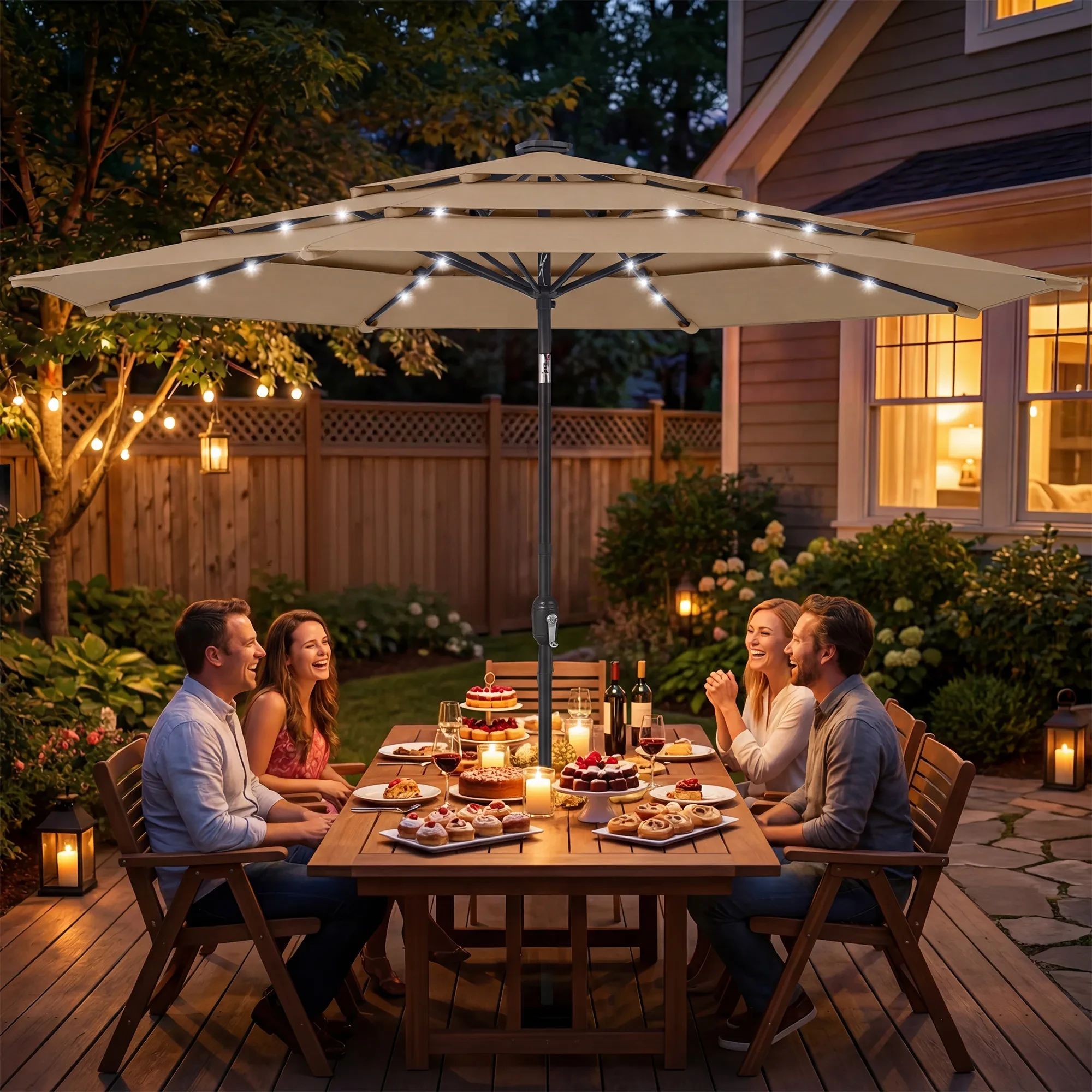 Patio Umbrella with Solar Lights