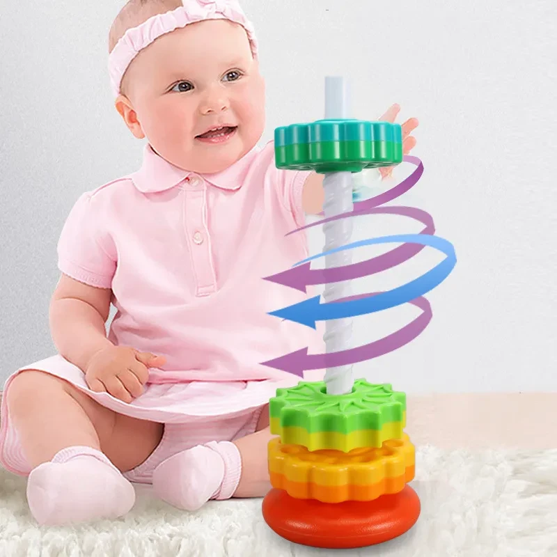 Puzzle Rotating Rainbow Tower Toys