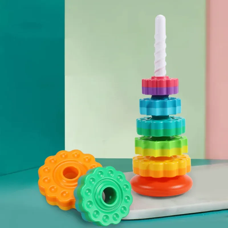 Puzzle Rotating Rainbow Tower Toys