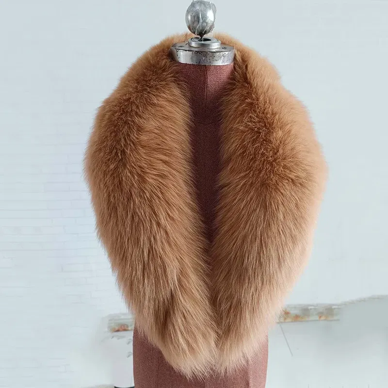 Color: ROYAL BLUE, Size: S - 100% Natural Real Fox Fur Collar For Women Men Coat Jacket Fur Scarf Winter Extra Large Size Neck Warmer Fur Scarf Shawls Wraps