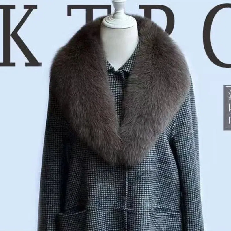 Color: Dark purple, Size: XS?€old?‰ - Winter Real Fox Fur Collar Woman Furry Natural Raccoon Fur Scarf Shawls Luxury Neck Warmer Wraps For Coat Fur Scarves Large Size