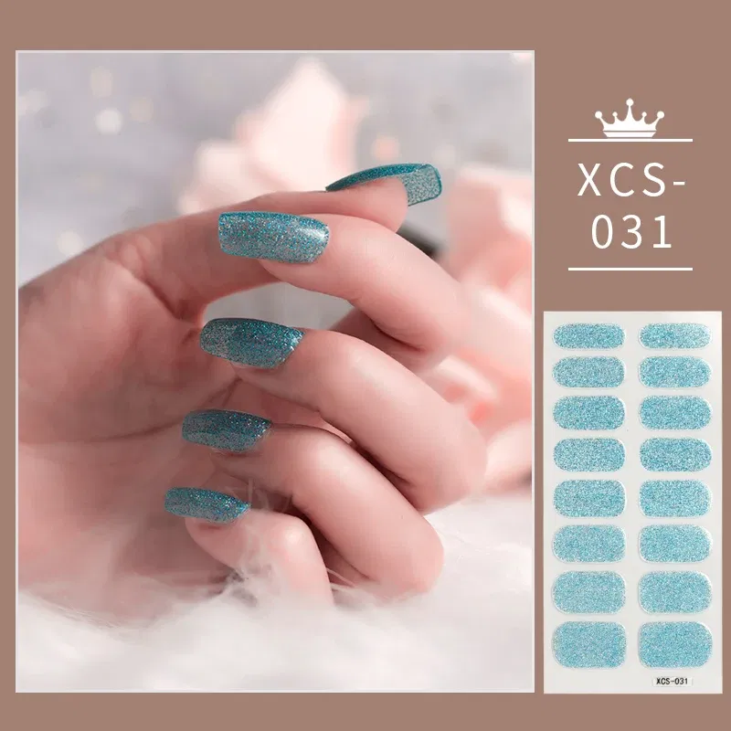 Color: Tan/Khaki - Rose Red Shiny Twinkle Full Cover Nail Stickers Sticker For Nails Self Adhesive Nail Sticker Fashion Nail Stickers Beauty