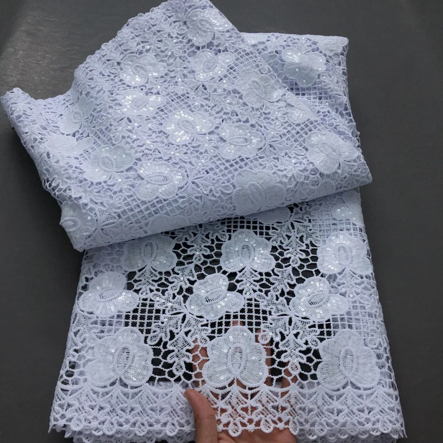 Color: pink, length: 5 yards, Width: 120cm - Nigerian Cord Guipure Lace Fabric High Quality 5 Yard Water Soluble White African Lace Fabric 2025 Elegant Dress for Women A4197