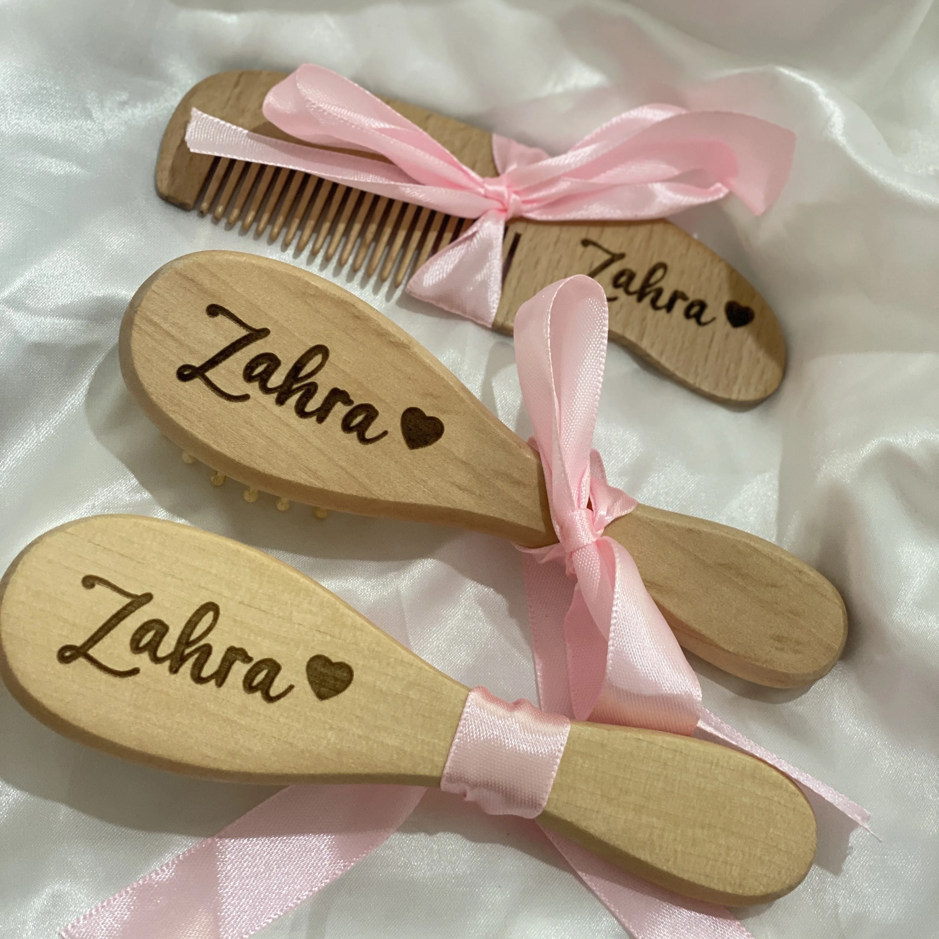 Color: Deep Sapphire - Personalized Baby Care Hair Brush Pure Natural Wool Wood Comb,Engraved Newborn Massager Baby Shower and Registry Gift