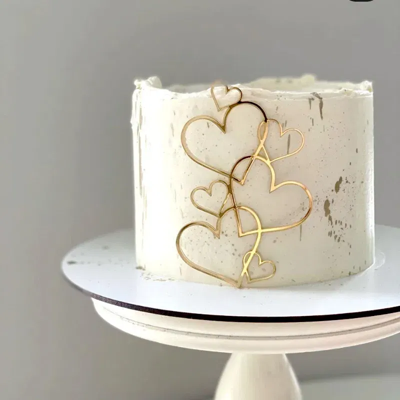 Color: Chocolate - New Heart Wedding Cake Toppers Gold Love Valentine's Day Cupcake Topper for Valentine's Day Wedding Party Cake Decorations 2022