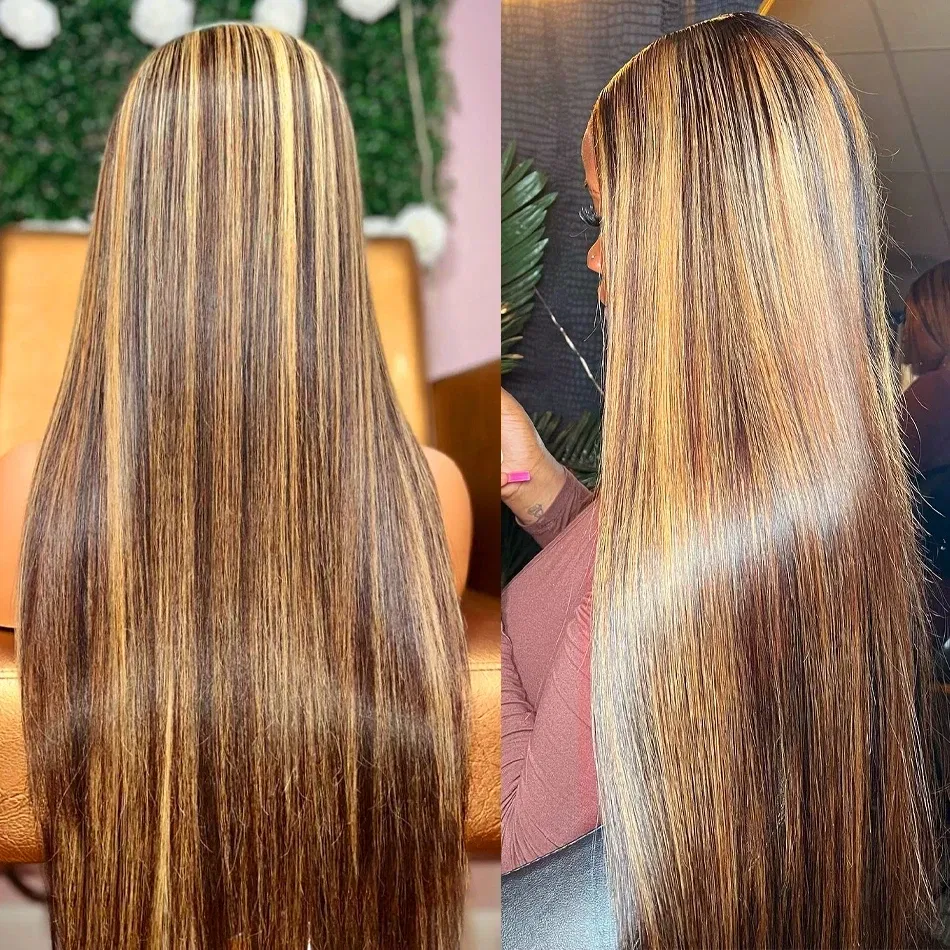 Highlight Wig Human Hair Bone Straight Blond Ombre HD Lace Wig 13x4 13x6 Colored Human Hair Frontal Wig Brazilian Wigs For Women