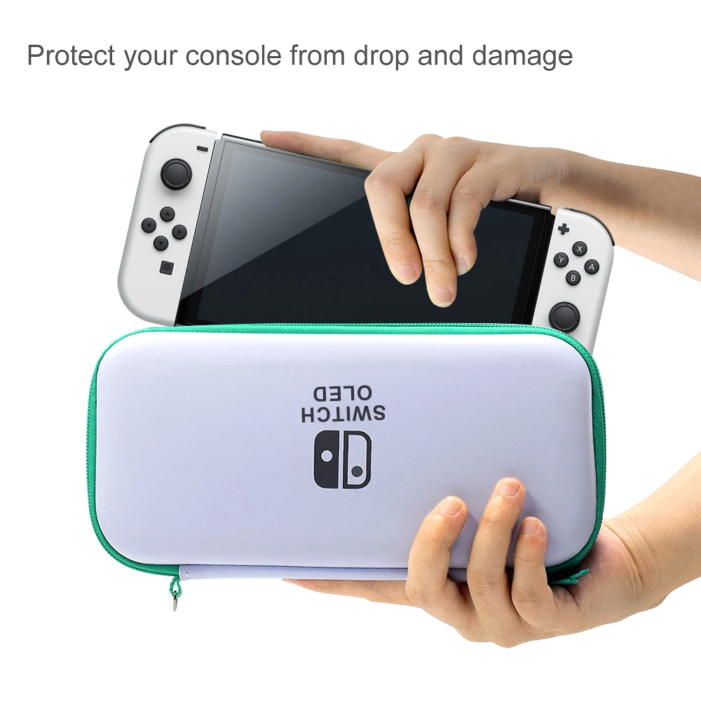 Color: Rose Violet - Case Kit For Nintend Switch OLED Console Carrying Case Protective Pouch Hard Shell Clear Cover For Switch Oled WIth Film Glass