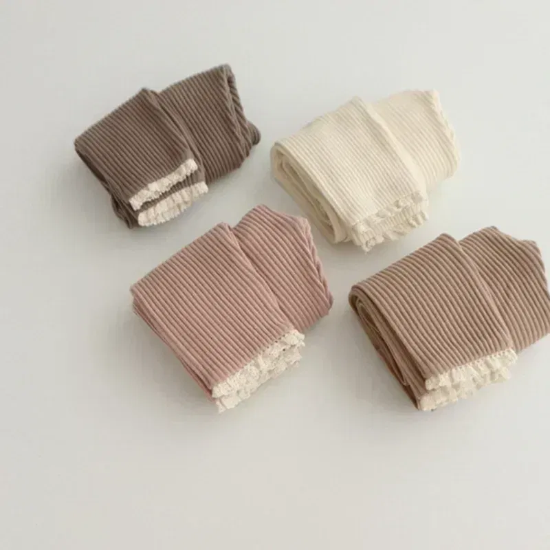 Color: Beige, Kid Size: 18M - New Infant Patchwork Leggings Cotton Baby Long Pants Toddler Girl Leggings Baby Clothing Autumn Kids Trousers
