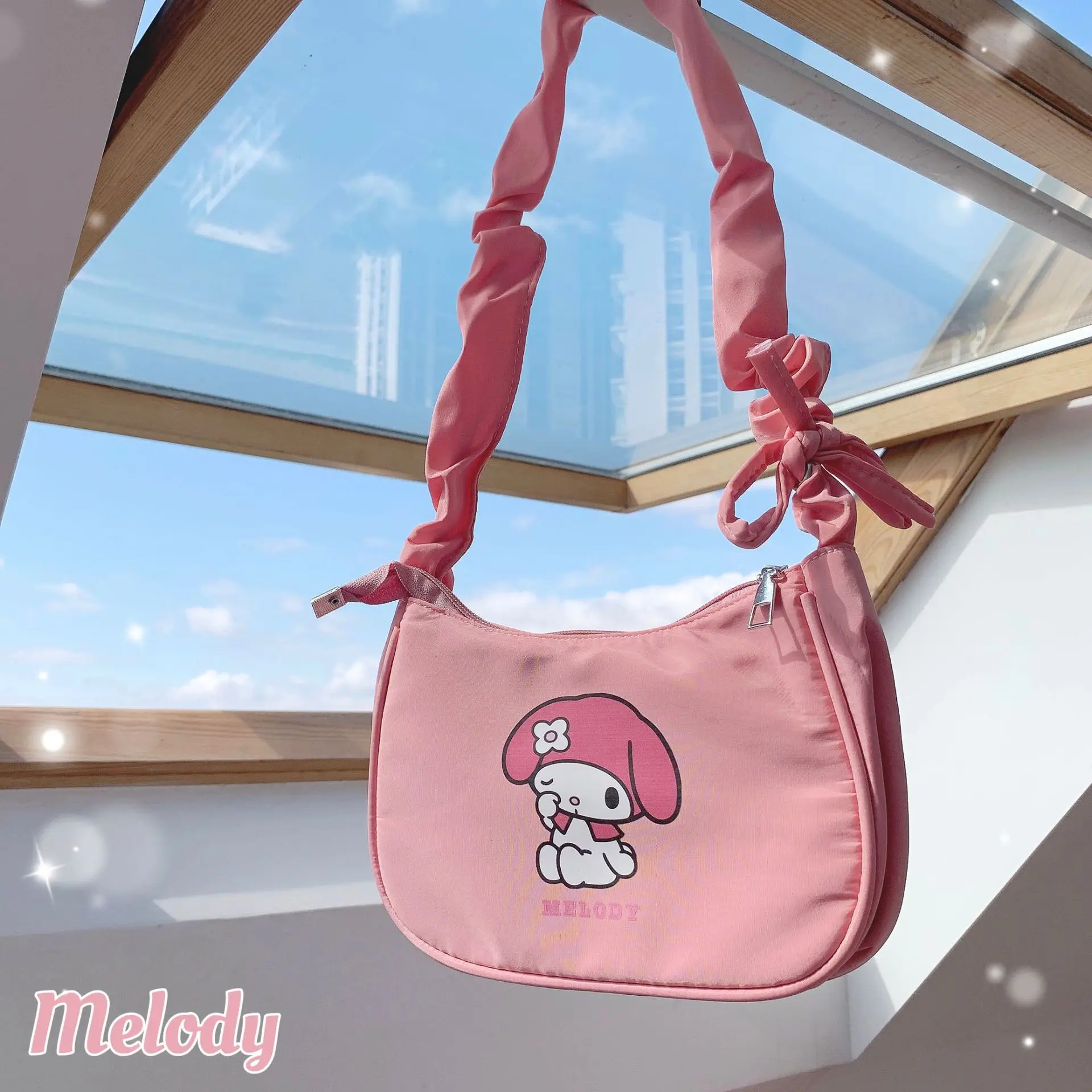 Color: Beige, Size: Extra Large - Sanrio Hellokitty Kuromi Cinnamorol Mymelody Pochacco Armpit Bag Kawaii Shoulder Bag Casual Allmatch Tote Women Commuter Handbag